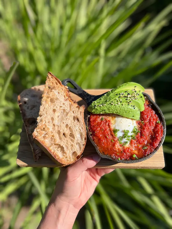 Brazilian açaí bowl with sourdough toast and fruit